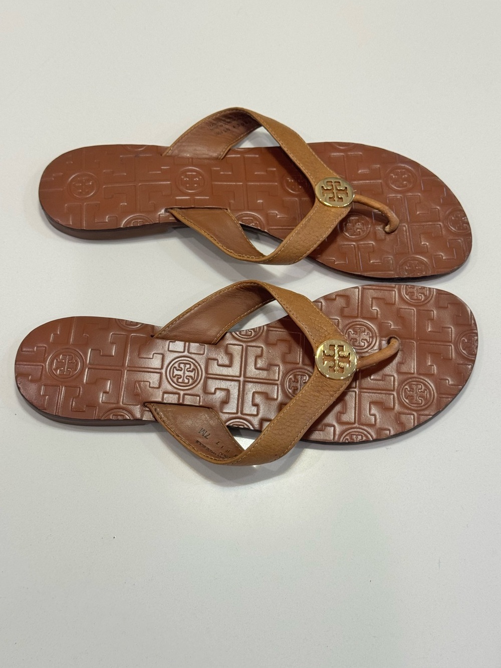 Tory Burch Brown Sandals Size 7 Leather Flip Flop/Thong - Picture 4 of 9